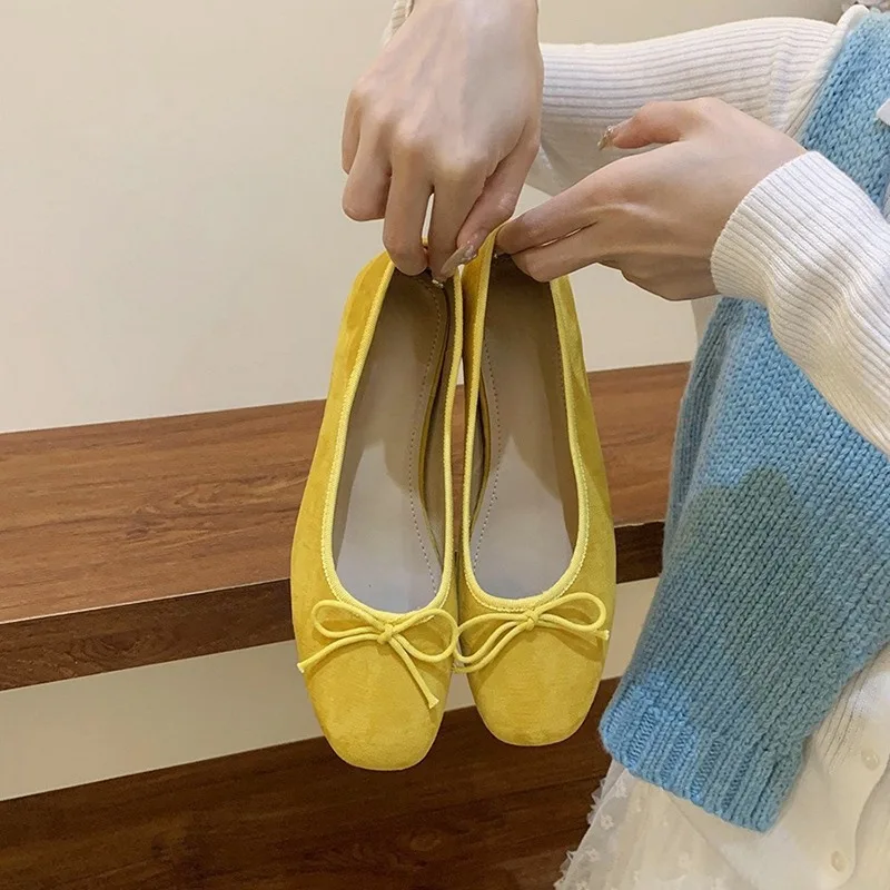 2025 Spring Bowtie Ballet Shoes Fashion Shallow Slip on Women Flat Loafers Shoes Ladies Casual Outdoor Ballerina Shoe Mocasines