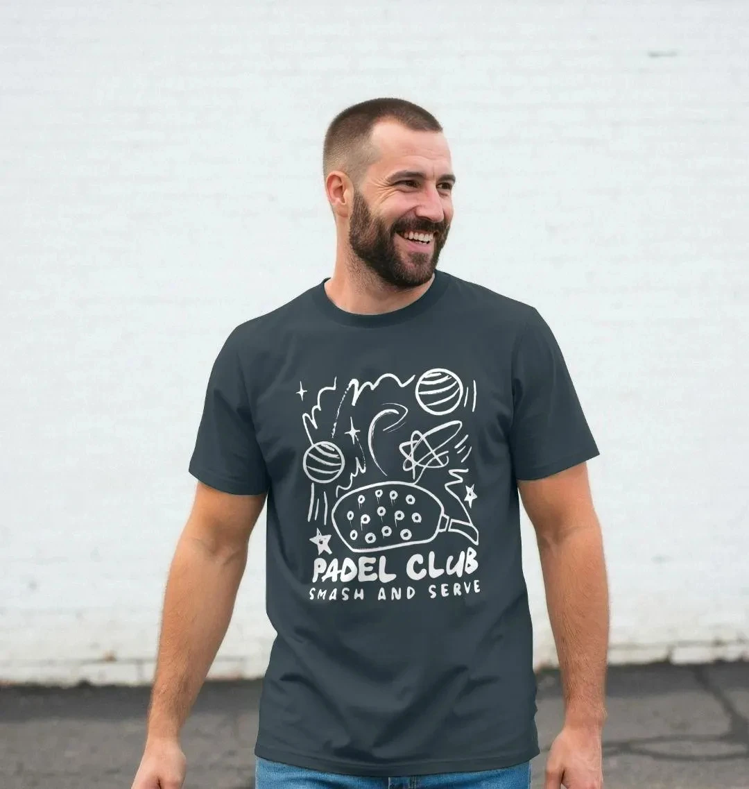 Men's Summer Loose Size Cotton Freedom Graphi Print Casual Slim Fit Smash and Serve Padel Club Graphic T-shirt for Padel Players