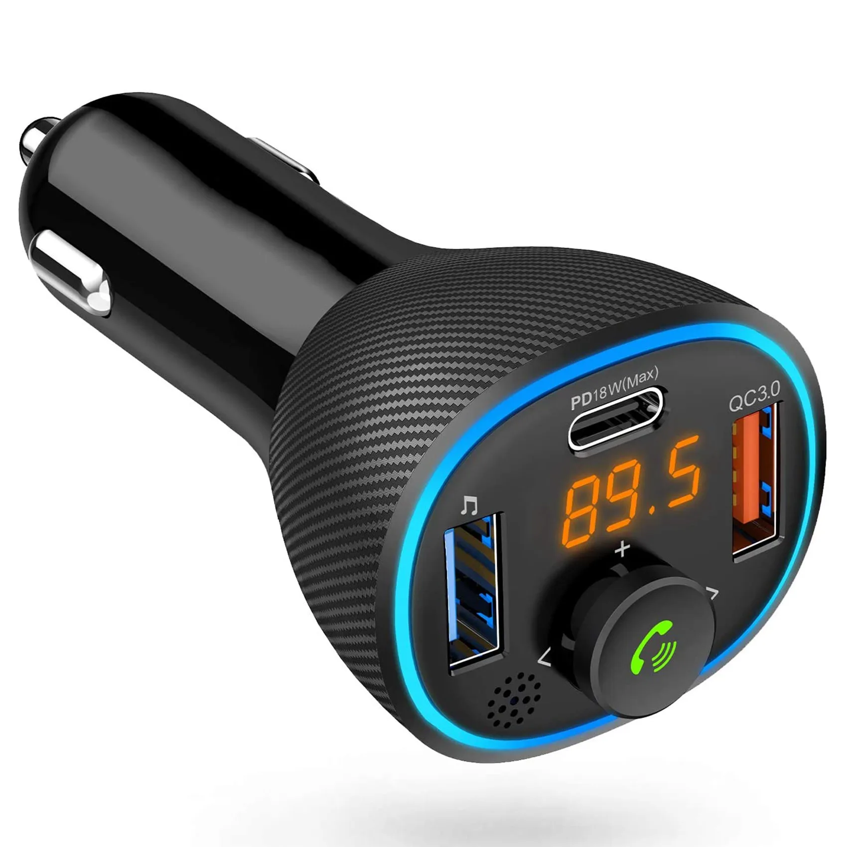 Bluetooth Transmitter for Car,Quick Charge 3.0 Wireless Audio Adapter Dual USB with Siri&Google Assistant Voice Control