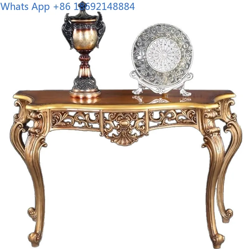 Carved European Style Luxurious Living Room Corridor Vintage Entryway Decorative Console Wall-Mounted Hallway Cabinet