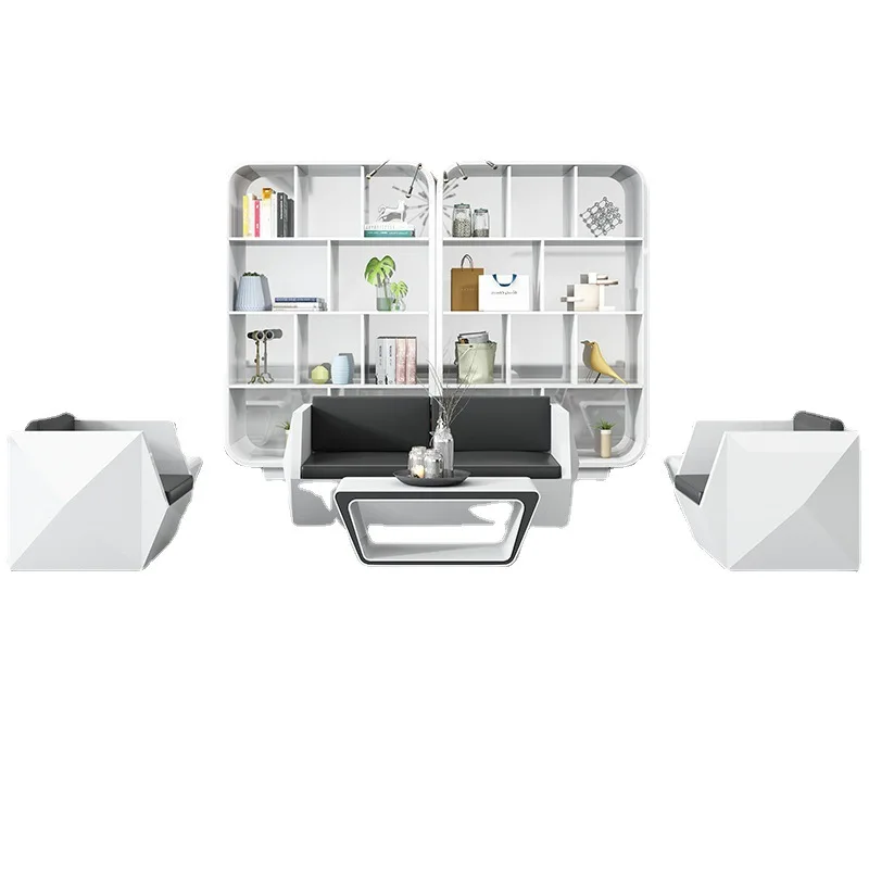 

White sofa coffee table combination, office sofa, simple and modern
