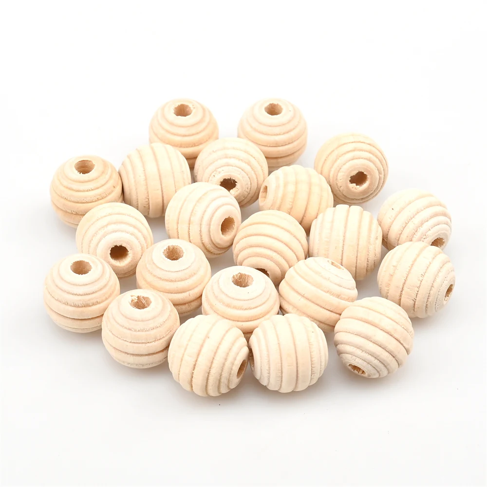 10-20mm Natural Threaded Wood Beads Round Spacer Wooden Pearl Lead-Free Balls Charms DIY For Jewelry Making Handmade Accessories