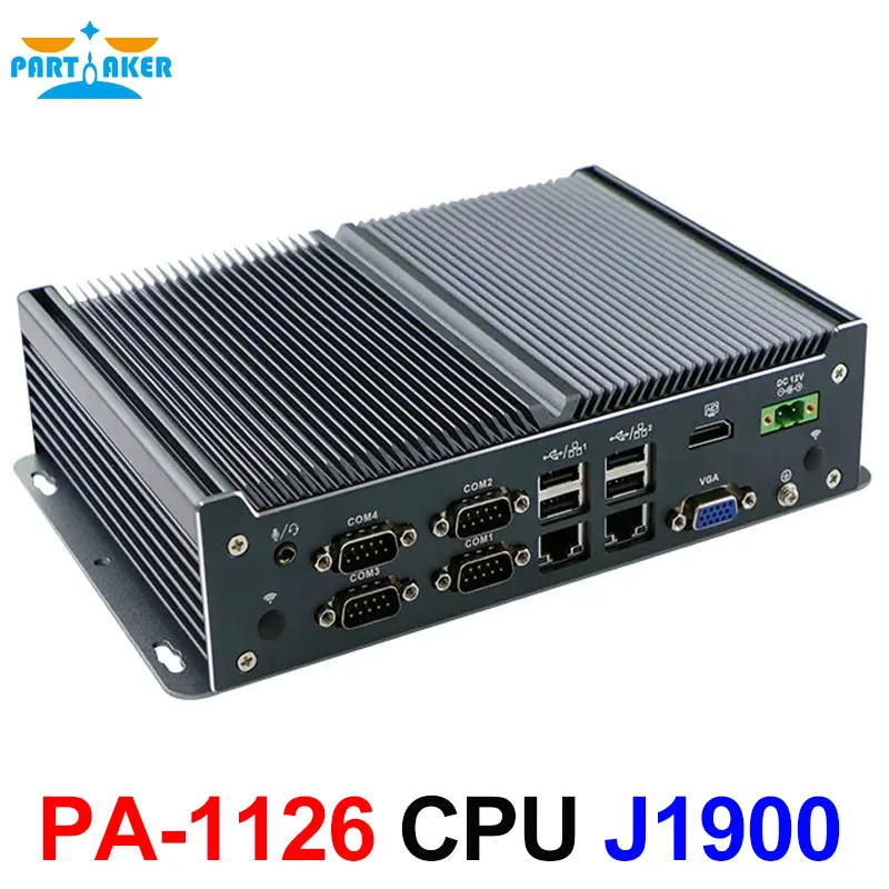 Berpartisipasi PC Mini Industri Tanpa Kipas Intel Celeron J1900 Quad-Core 8xUSB 6xCOM HDMI Win10/Linux POS Komputer Tertanam