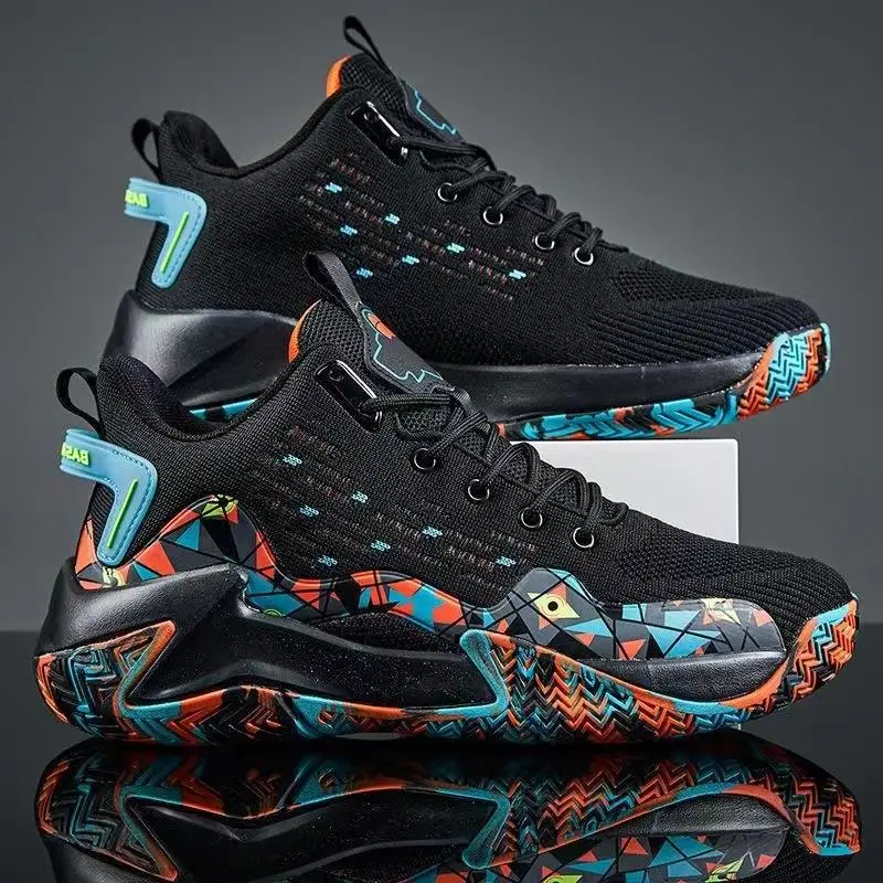 Male2024new plataforma tênis de basquete voar tecido malha respirável tênis fábrica atacado lazer ao ar livre tênis corrida
