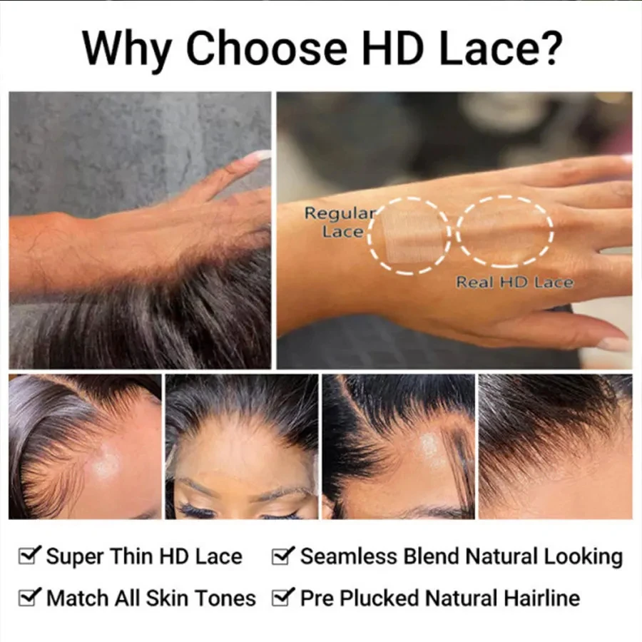 Invisible Real HD Lace Frontal Only Full 13x6 13x4 Melt Skins Pre Plucked Lace 5x5 2x6 9x6 HD Lace Closure Human Hair SmallKnots