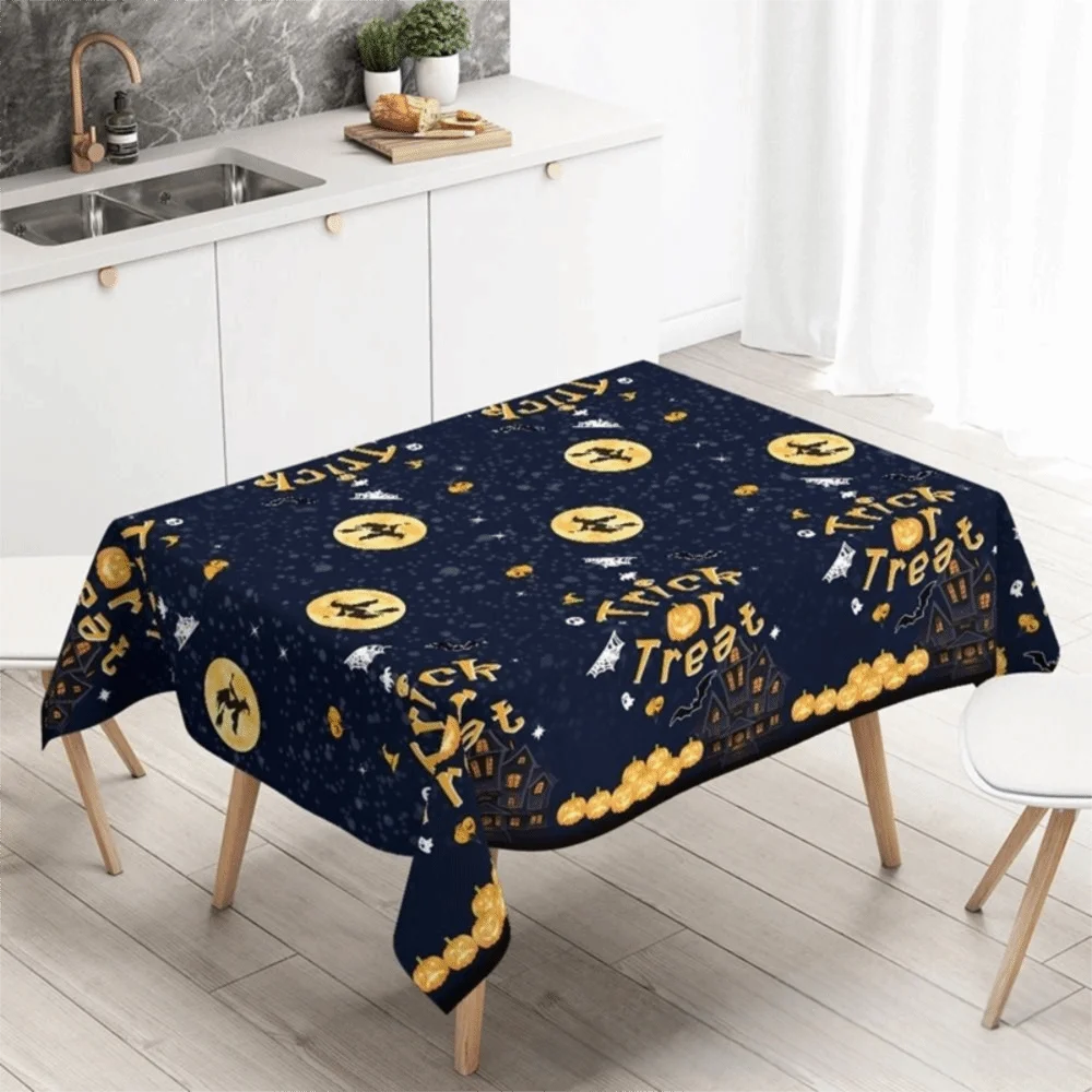 Plastic Halloween Tablecloth Pumpkin Ghost Table Decoration Spooky Bat Tablecloth Bronzing Haunted House Tablecover
