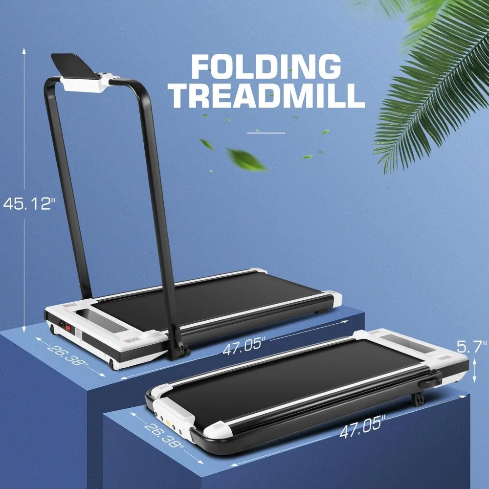 جهاز مشي محمول قابل للطي تحت المكتب - 3.0 حصان، مائلة 12%، سعة 320 رطل، وسادة مشي للاستخدام المنزلي والمكتب