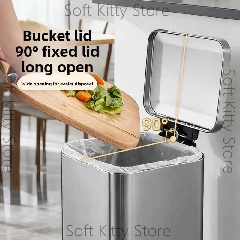 Stainless steel pedal trash can large capacity household living room kitchen with cover rectangular narrow side