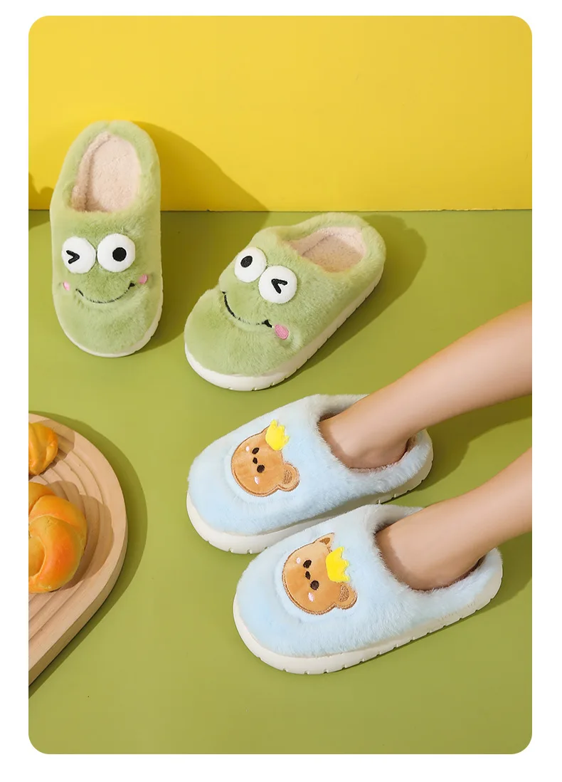 2026 Winter Kinder Niedliche Baumwoll-Hausschuhe Frozen Mädchen Schneefeste Rutschfeste Warme Baby-Hausschuhe Rosa Blau Größe 24-35 – Detail 8