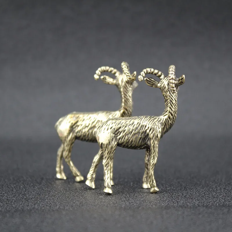 Statue Car Decoration Miniature Ornaments Retro Brass Goat Sculpture Office Desk Rich Cow Creative Small Gifts