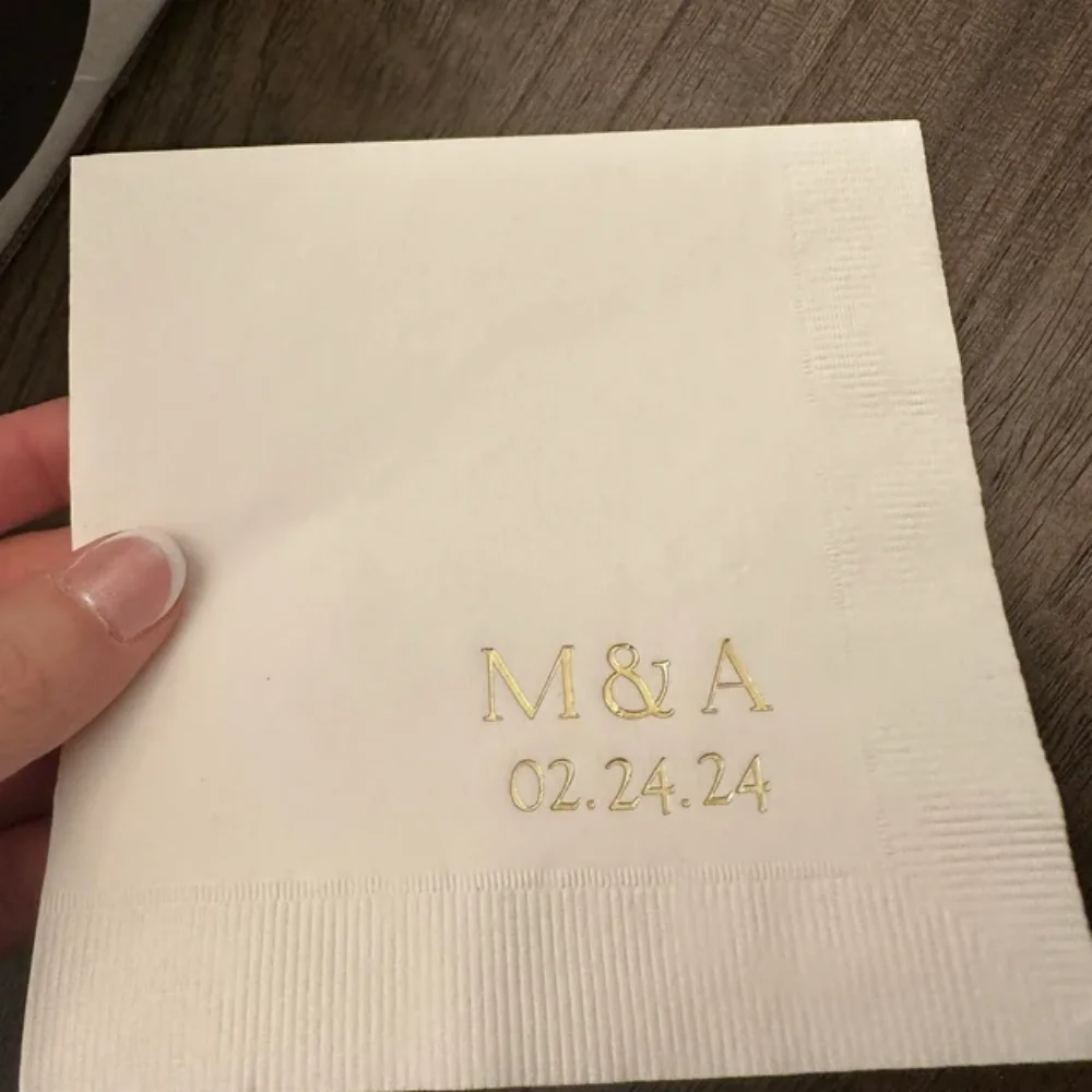 Serviettes de cocktail personnalisées avec monogramme, mariage, réception, fiançailles, anniversaire, fête, boisson, papier, 50 pièces