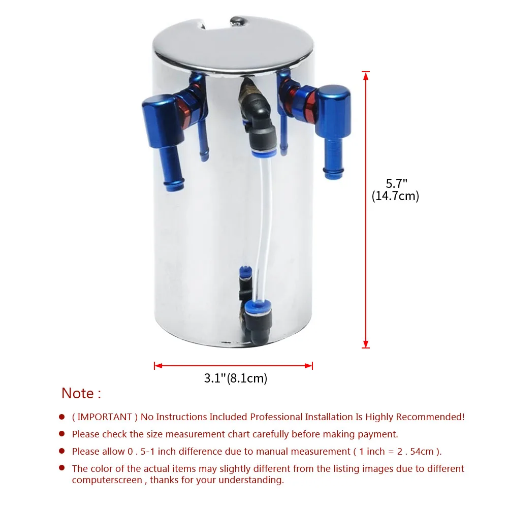 

600ml Oil Catch Can Tank Universal Aluminum Alloy Reservouir Oil Catch Can Tank 600ML Silver