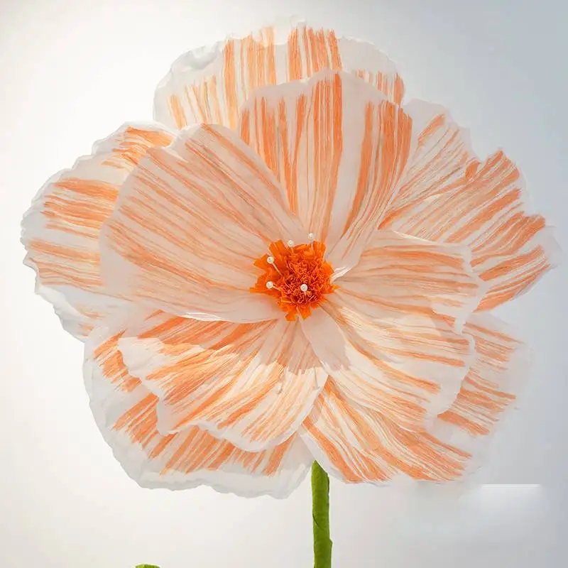 Artificial Large Paper Flower Poppy Outdoor Wedding Decor Road Leads Flower Birthday Party Backdrop Decor T Stage Window Layout