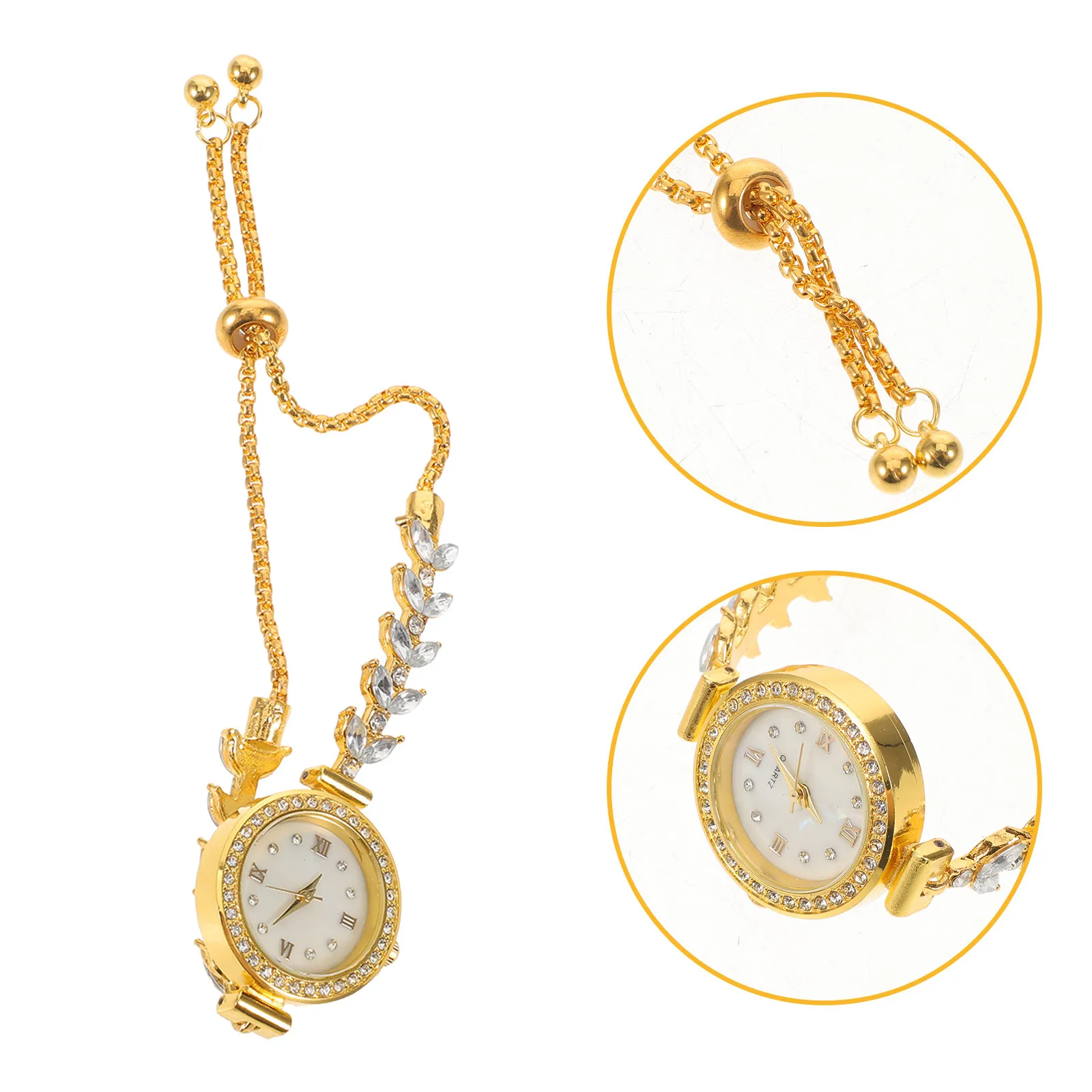 

Женские кварцевые часы со стразами, маленький круглый циферблат, браслет из золотого сплава, эластичная лента, аналоговые наручные часы, элегантный аксессуар для платья