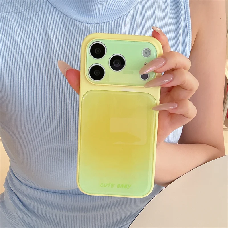 Gradient Lemon Phone Case For iPhone 17 16 15 14 Pro Max Cute Baby Soft TPU Camera Lens Cover Shockproof Protective Slim Shell