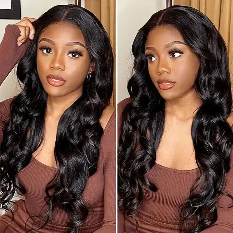 Rosabeauty Nature Color Body Wave Lace Frontal Wig 13X4 13X6 HD Transparent Front Human Hair Glueless Wig 250 Density For Women