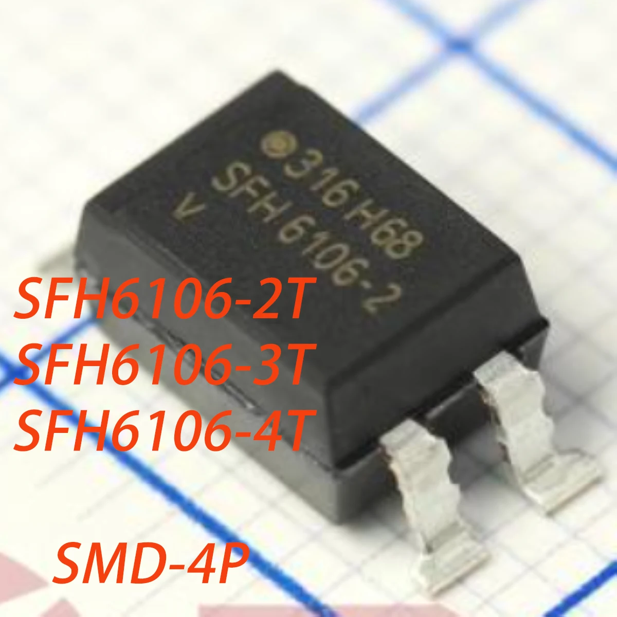 SFH6106-2T SFH6106-3T SFH6106-4T Transistor Output Optocoupler DC Phototriode 50mA 1.25V SMD-4P Original OPTOISOLTR 1CH SFH6106
