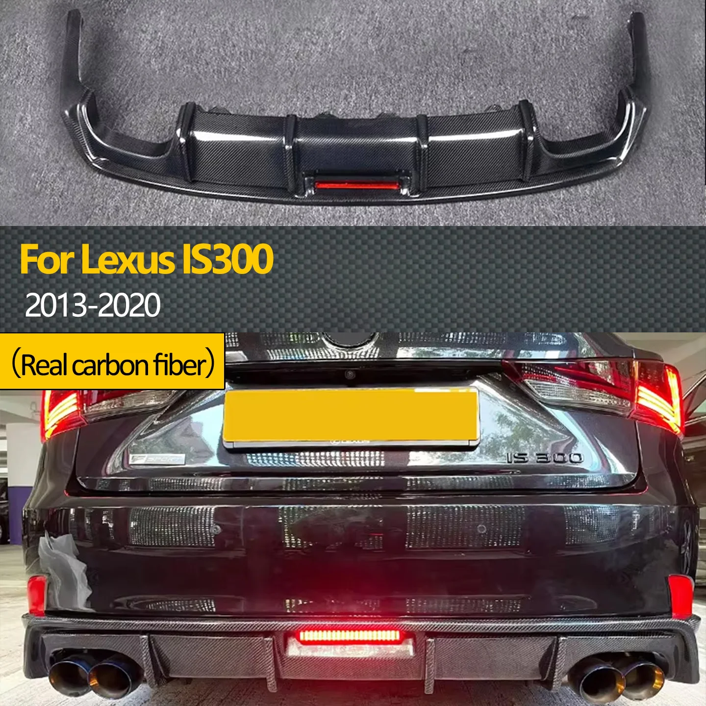 

For 2013-2020 Lexus IS300 Upgrade Carbon Fiber Rear Diffuser Separator with LED Light Rear Diffuser Car Kit