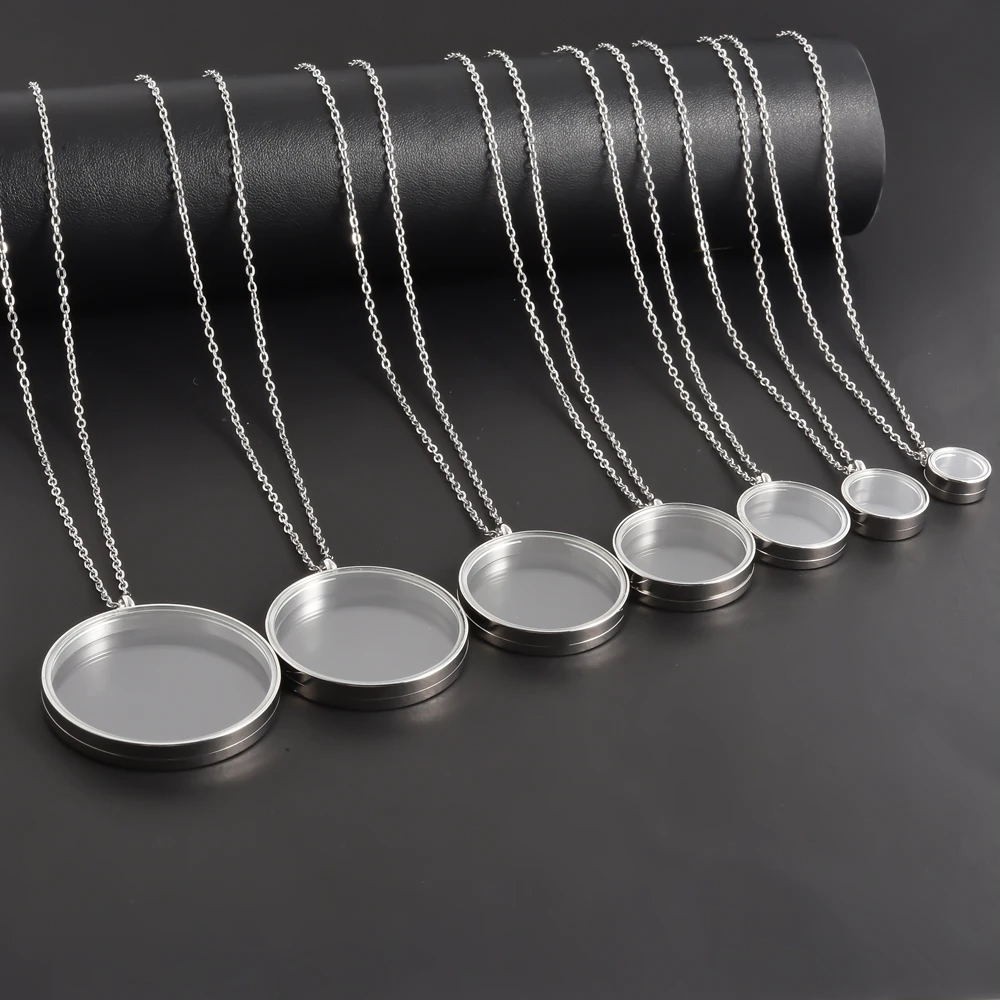 1Pc High Quality Stainless Steel Round Locket Necklace Openable Charm Jewelry For Women Men DIY Photo Floating Charm Accessories