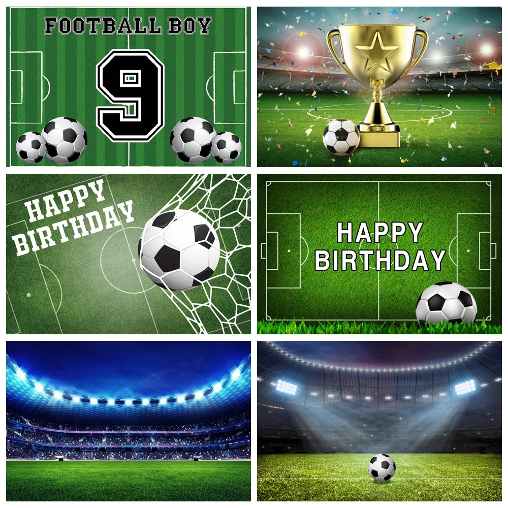 

Football Backdrop for Birthday Party Boy Real Madrid Stadium Grassland Football Field Custom Photography Background Decor Banner