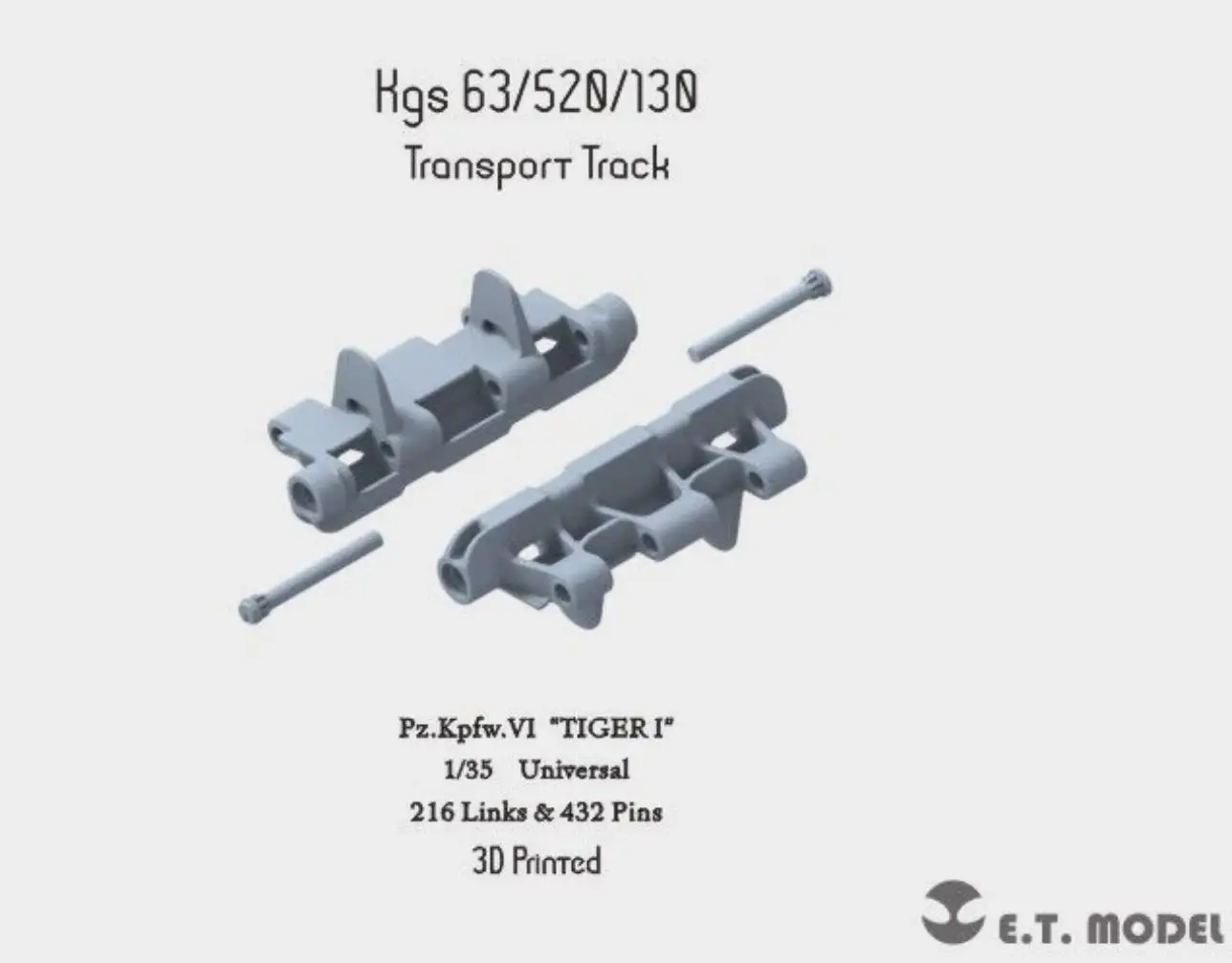 

Модель ET P35-006 1/35 немецкий автомобильный трек TIGER I времен Второй мировой войны (3D-печать)
