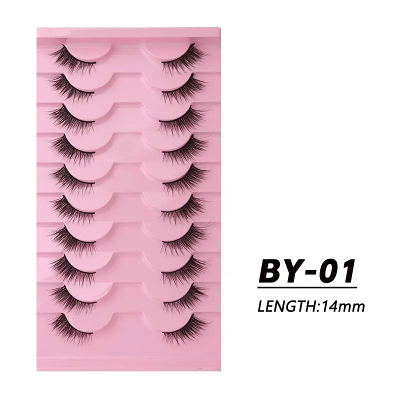 10 Pairs Half Eyelashes Natural New Faux Mink Cat Eye Lash Wispy Fluffy Soft False Lash Extension Makeup Tool