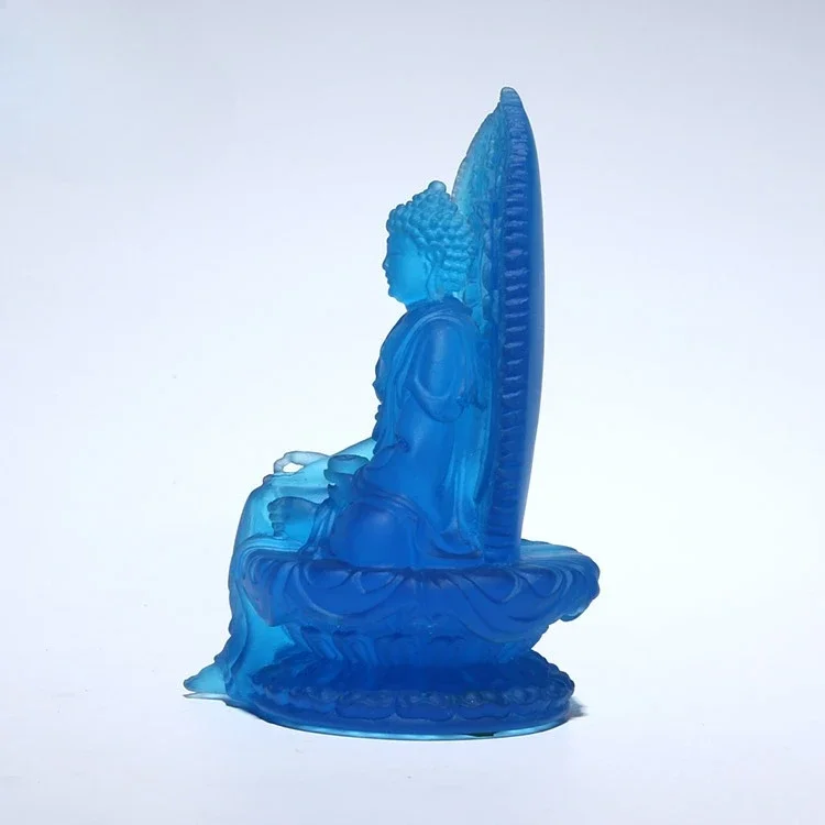 CLL tantra glass blue pharmacist seven Buddha ornament, dedicated to Amitabha Buddha crystal handicrafts glass