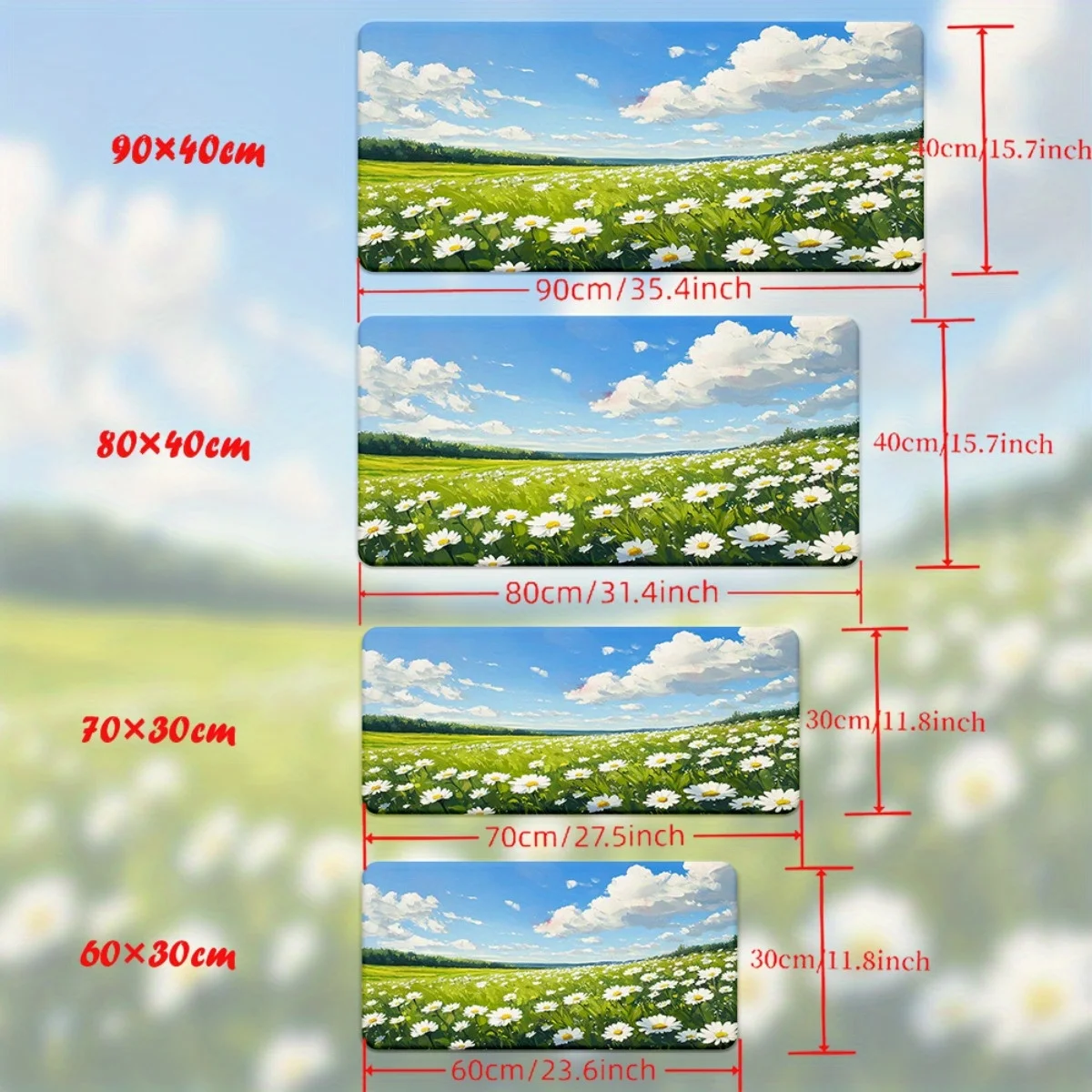 1 шт. Коврик для мыши и настольный коврик XXL с принтом Green Grassland HD — многофункциональное нескользящее резиновое основание, гладкая поверхность для игр, офиса