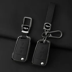 Metal Leather Car Key Case Cover Shell For VW Volkswagen Golf 7 MK7 Tiguan MK2 SEAT Ateca Leon FR 2 Ibiza For Skoda Octavia A7
