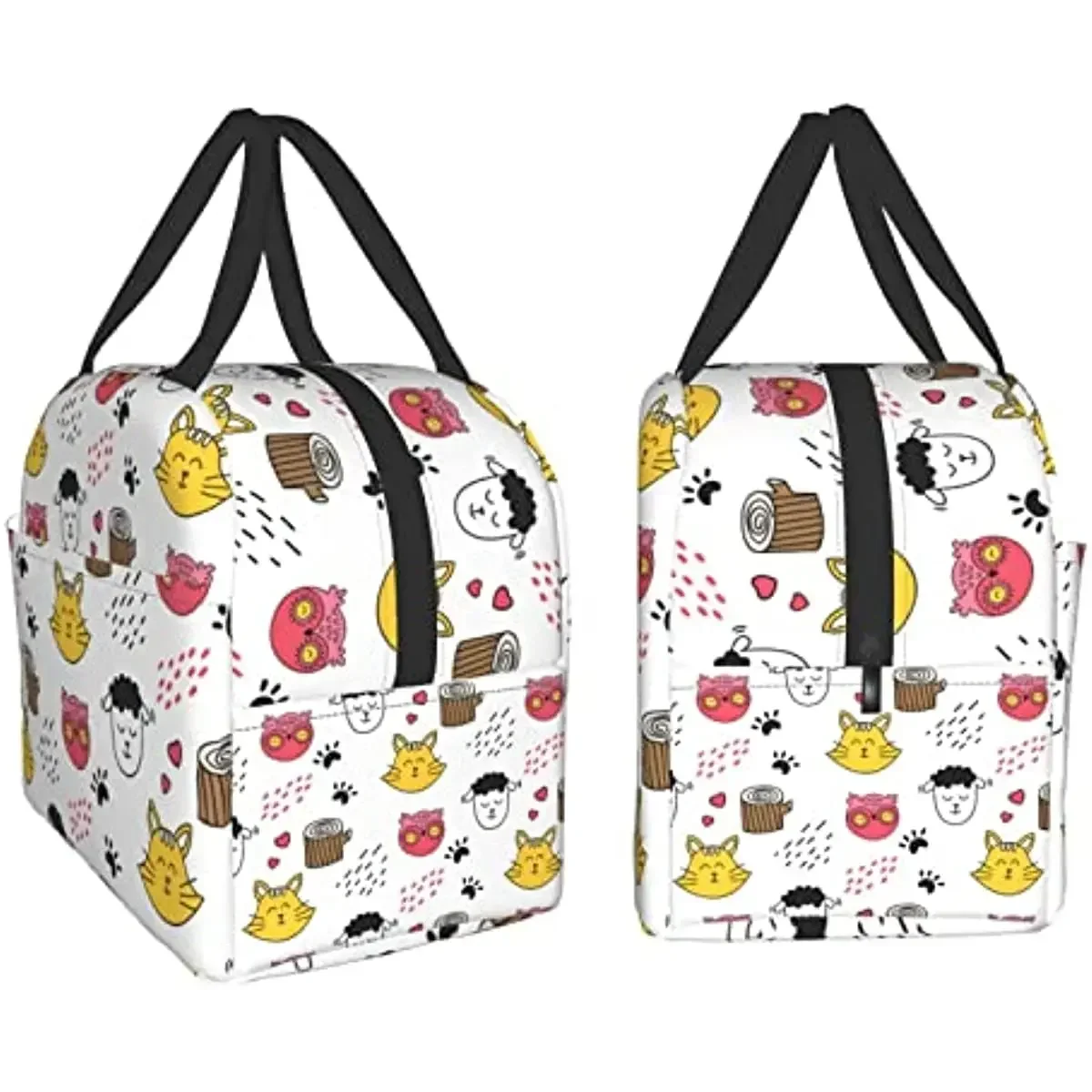 Cute Sheep Cat and Owl Lunch Bags Insulated Lunch Box for Women Men Tote Bag Lunch Container for Work Travel Outdoors