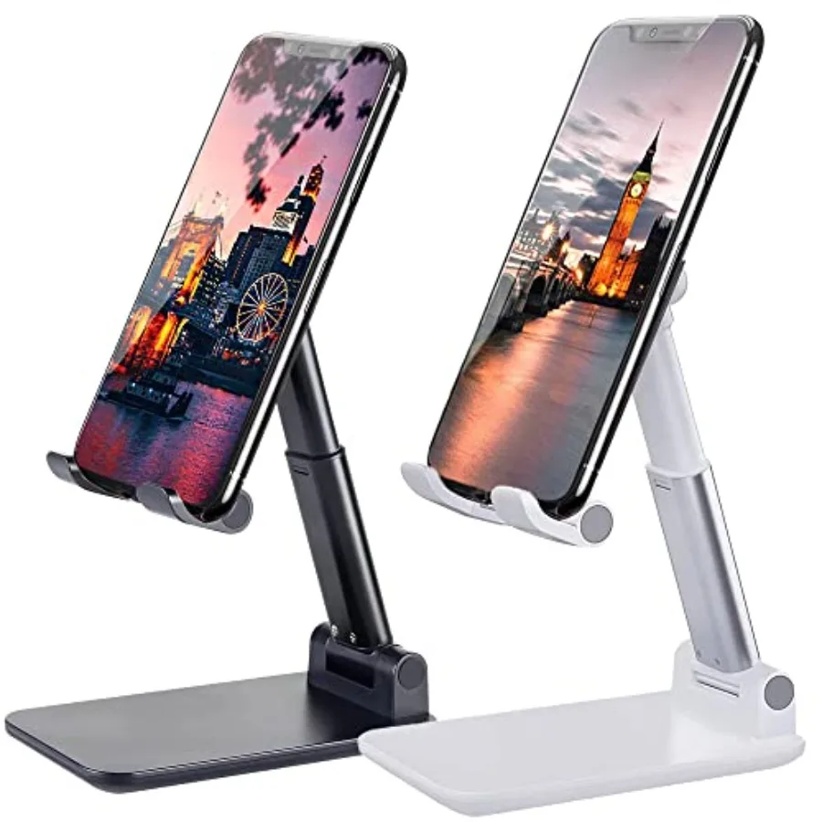 

2 Pcs Cell Phone Stand, Adjustable Angle Height Phone Stand for Desk, Fully Foldable/Portable Phone Holder, Compatible with iPh