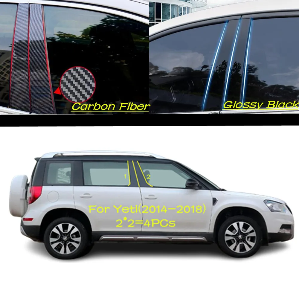 

Car PC Material Pillar Post Cover Door Trim Window Molding Sticker Accessories For VW Skoda Yeti 2013 2014-2015 2016 2017 2018