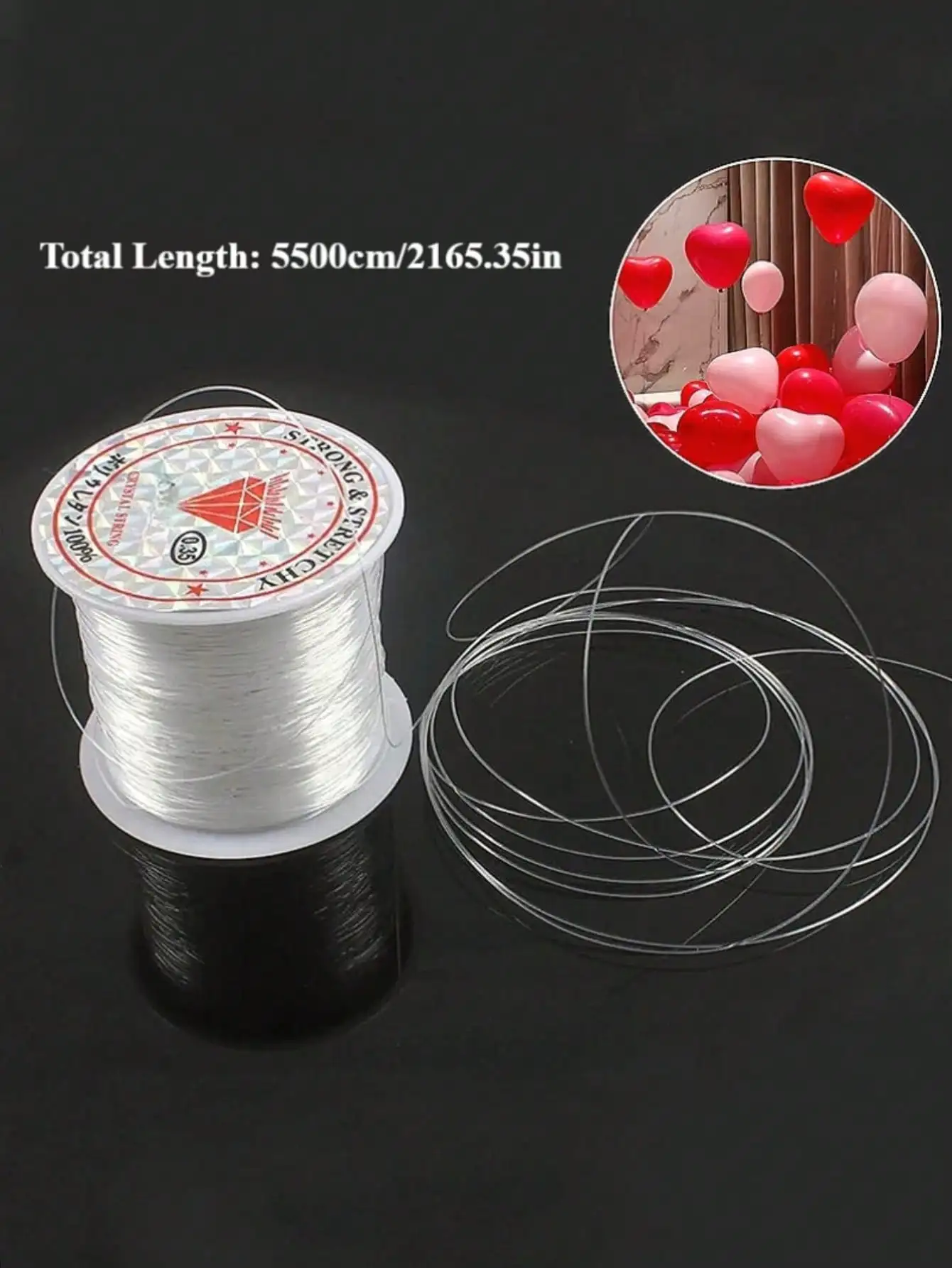 

Clear Nylon Invisible String 5500cm for Balloon Decor, Jewelry Making & Party Crafts