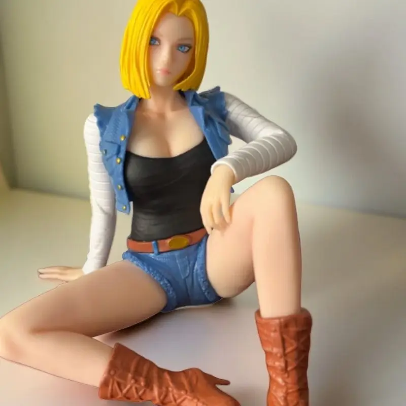 14cm Dragon Ball Z Figure Android 18 Figures Lazili Action Figure Pvc Sitting Posture Girl Model Doll Collections Decorate Gifts