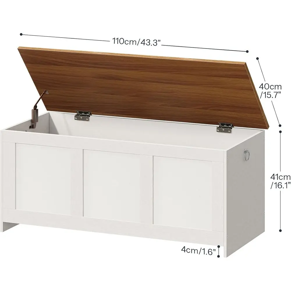 Винтажная деревянная скамейка для хранения вещей 43, подъемный сундук для игрушек, универсальный органайзер для прихожей и гостиных белого и ореха