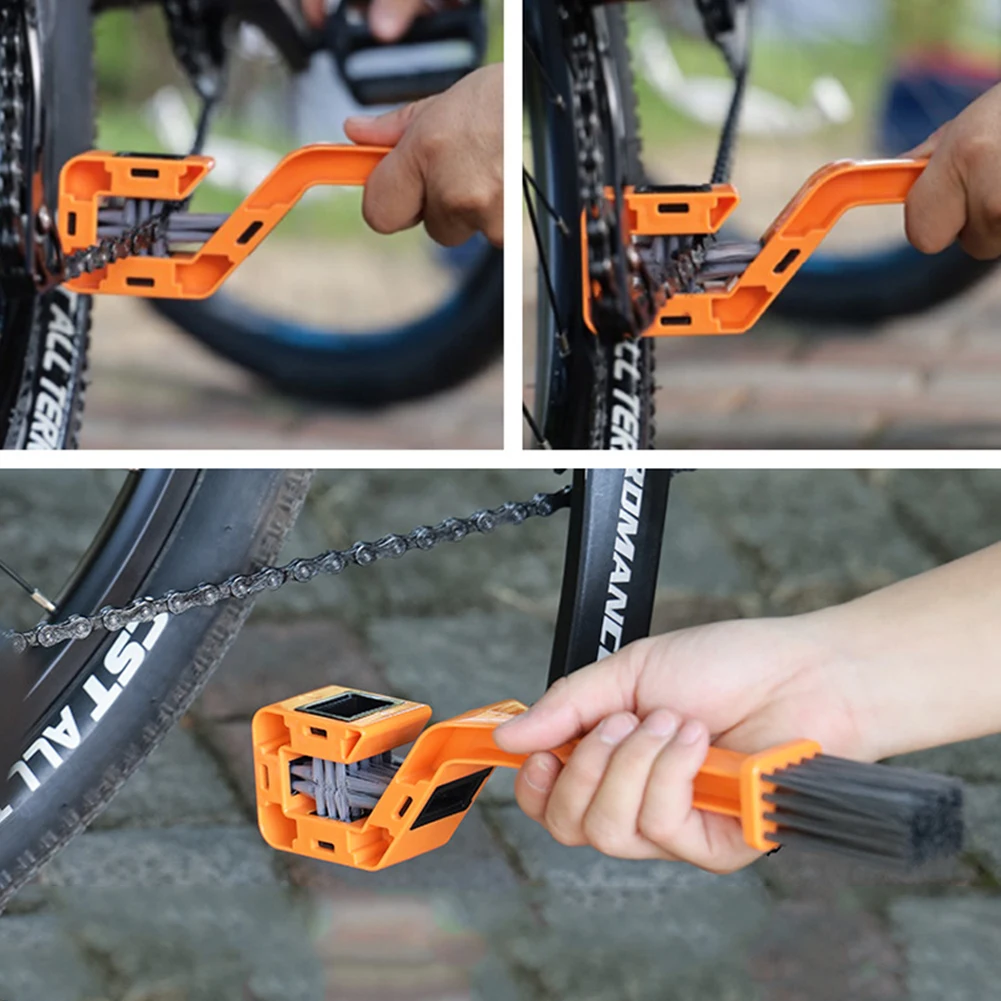 

Bicycle Chain Clean Brush Double Head Motorcycle Chain Cleaning Brush Multifunction Portable Chain Gear Cleaning Tool