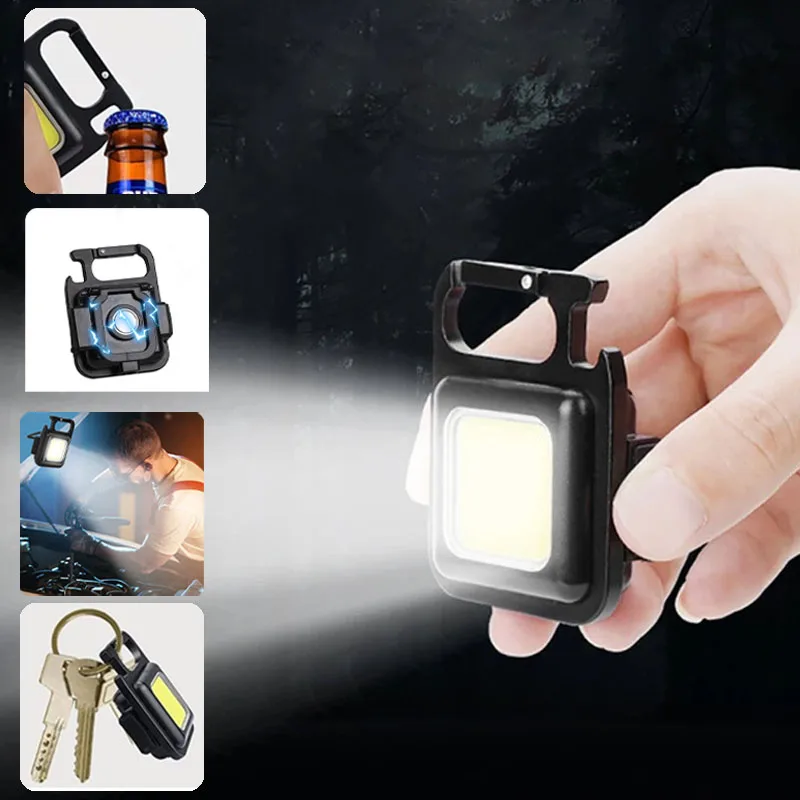 Mini LED Camping Light Portable Pocket Lamp Work Light USB Rechargeable Key Light Camping Lantern Outside Hiking COB Lantern