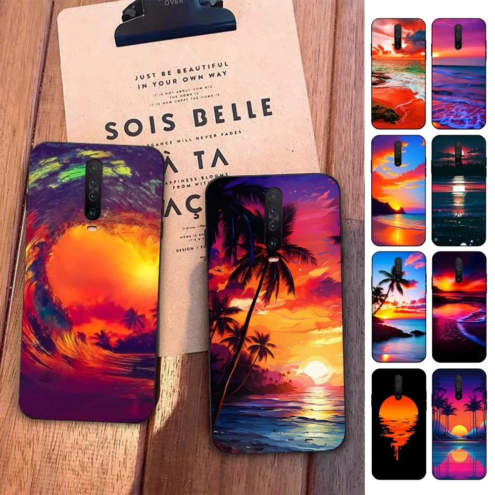 Red Sun Sea Waves Phone Case For Redmi 5 6 7 8 9 10 plus pro 6 7 8 9 A GO K20 K30 K40 pro plus F3 Fundas