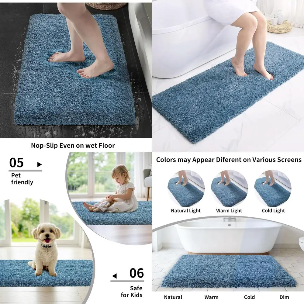 

Luxury Fluffy 24x70 Bath Mat Non-Slip Washable Plush Large Absorbent Runner Rug for Tub and Bedside