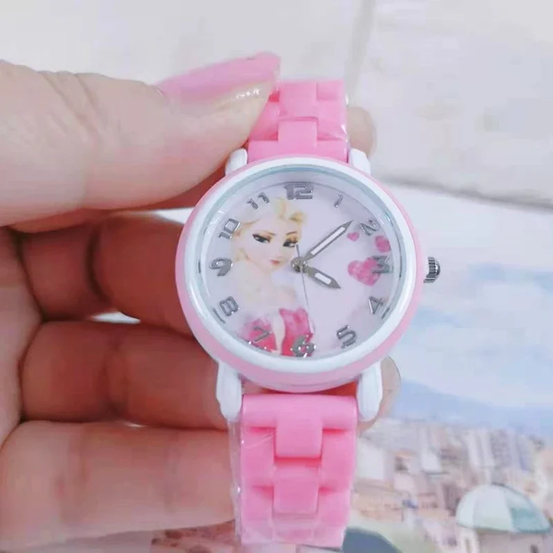 Disney Frozen Cute Cartoon Kids Watch impermeabile imitazione ceramica cinturino in plastica orologi per bambini ragazza donna Time Machines Clock