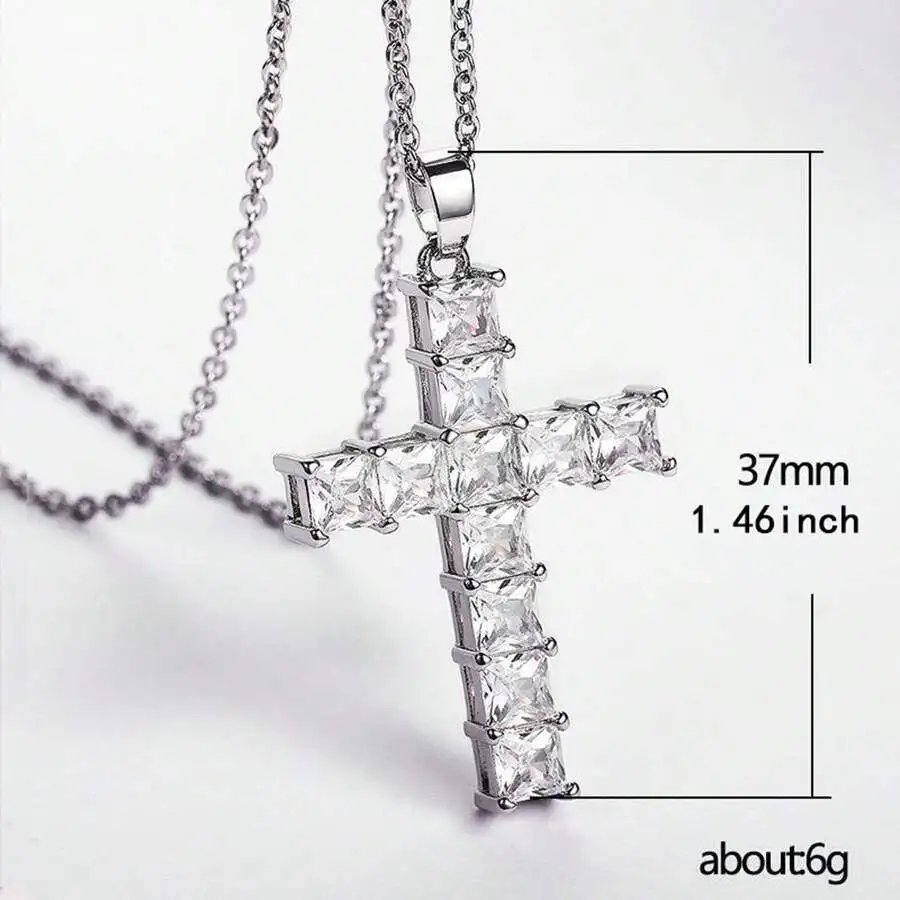 Collar de moda para mujer con dije de cruz de Jesús, dorado, cristales multicolor, para fiesta y tiempo libre 6