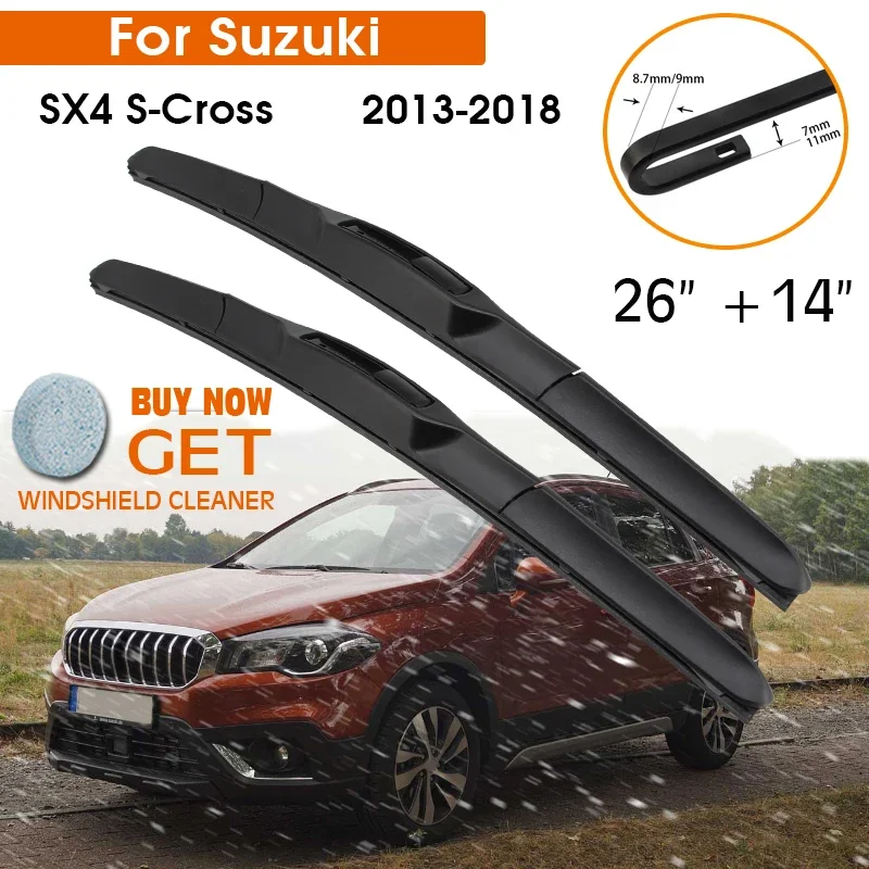 Car Wiper Blade For Suzuki SX4 S-Cross 2013-2018 Windshield Rubber Silicon Refill Front Window Wiper 26\