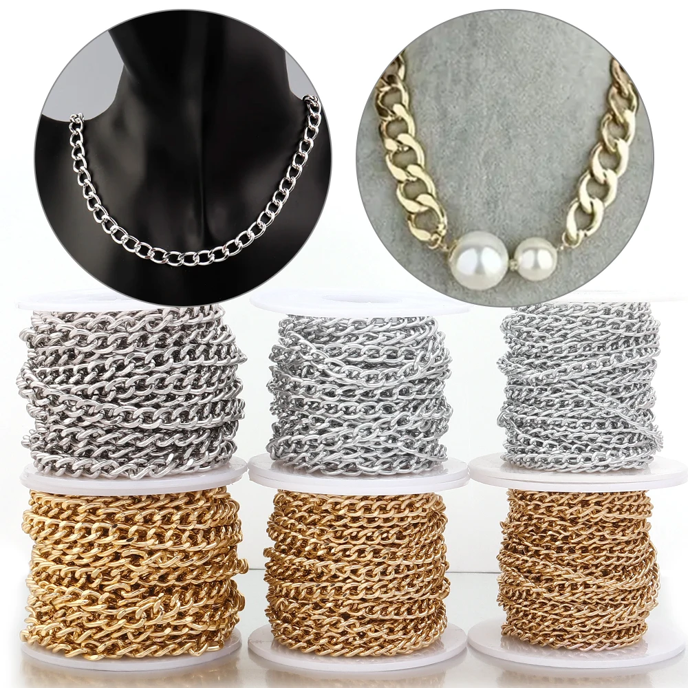 5 Yards/Rolle Metall Aluminium O-förmige Ketten gedrehte Kette Bulk Kette für Schmuckherstellung Armband Halskette Tasche Kette Zubehör – Detail 1