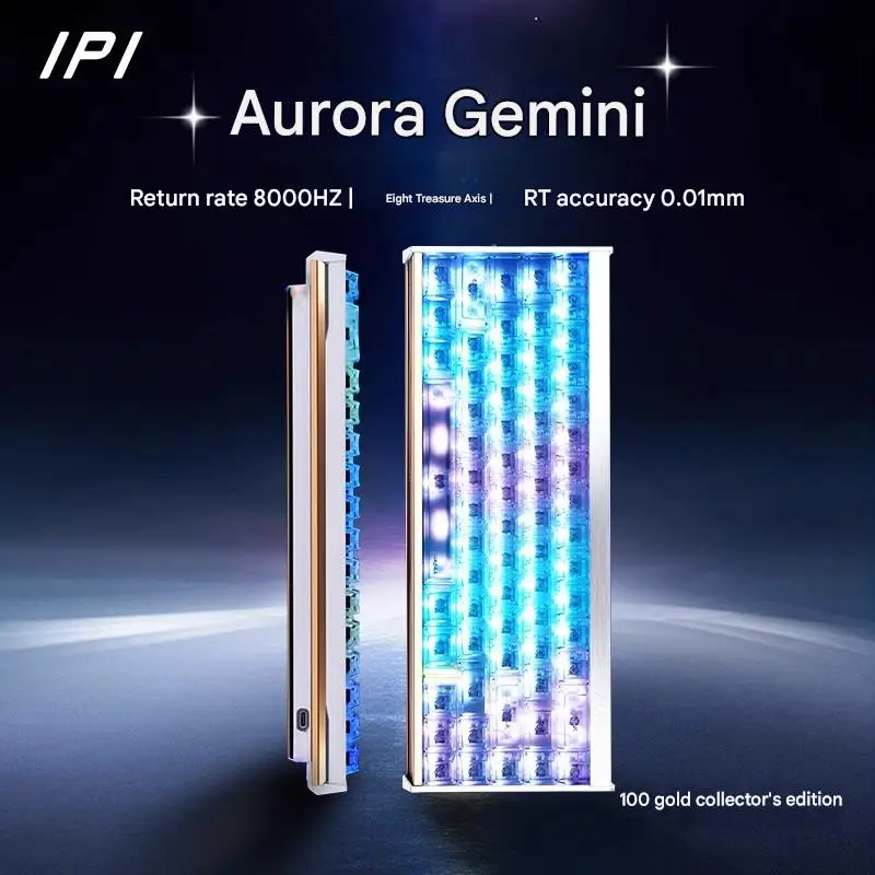 IPI Aurora Platinum 8K Collection Edition Gemini ثمانية كنز 65 محور مغناطيسي ألعاب العودة لوحة المفاتيح الميكانيكية استقرار