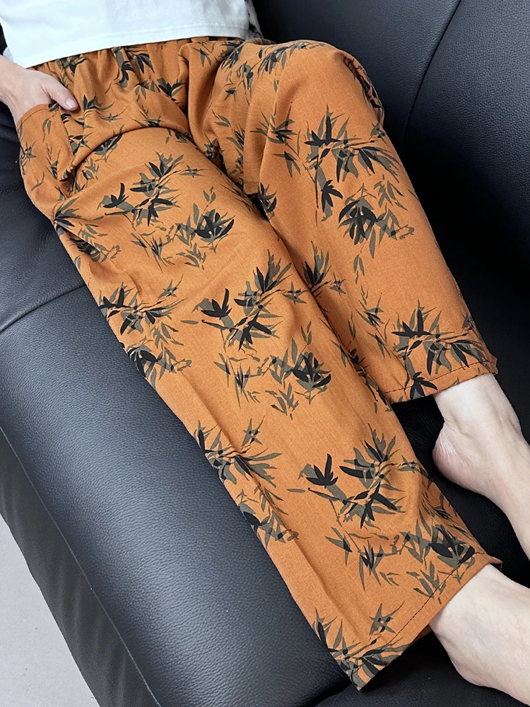 Spodnie damskie z wysokim stanem z mieszanki bawełny i jedwabiu, idealne na plażę, wykonane ze sztucznej bawełny, odzież outdoorowa, odporne na komary, duże rozmiary, do noszenia w domu i pod klimatyzacją...