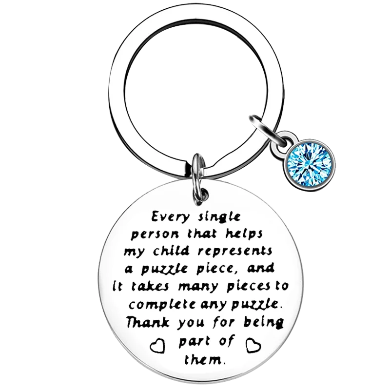 Autism Awareness Key Chain Ring Autistic Teacher Therapist Appreciation Gift keychains pendant Autistic Children Boy Girl Gift