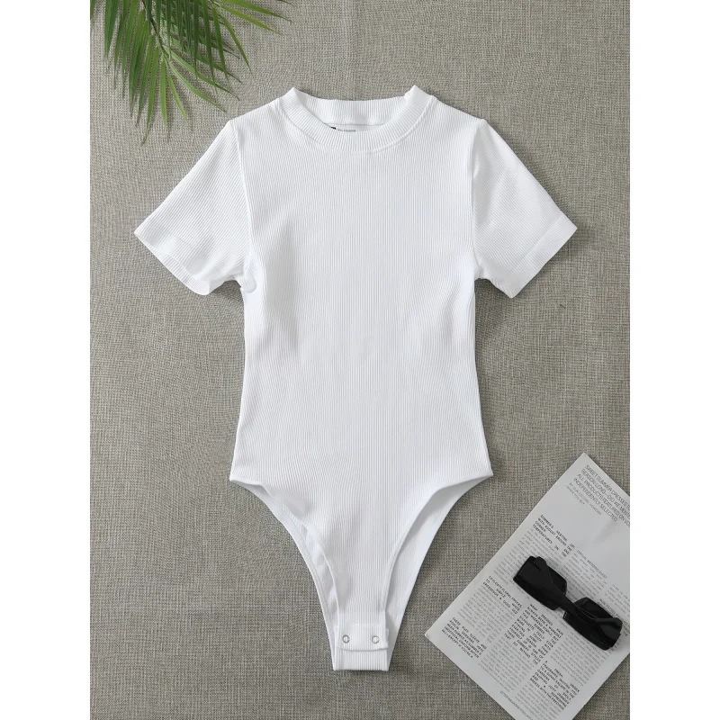 Women's Yoga Jumpsuit High-Stretch Shaping Body-Shaping Seamless Underwear Short-Sleeve Crew Neck Top-Shirt view 2