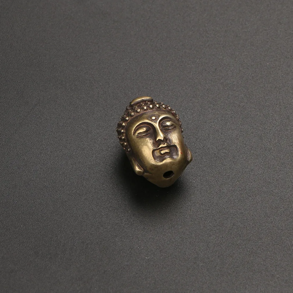 Handmade Solid Copper Ware Buddha Head Auspicious Beast Double-Sided One Read Three Way DIY Brass Diamond Bodhi Accessories