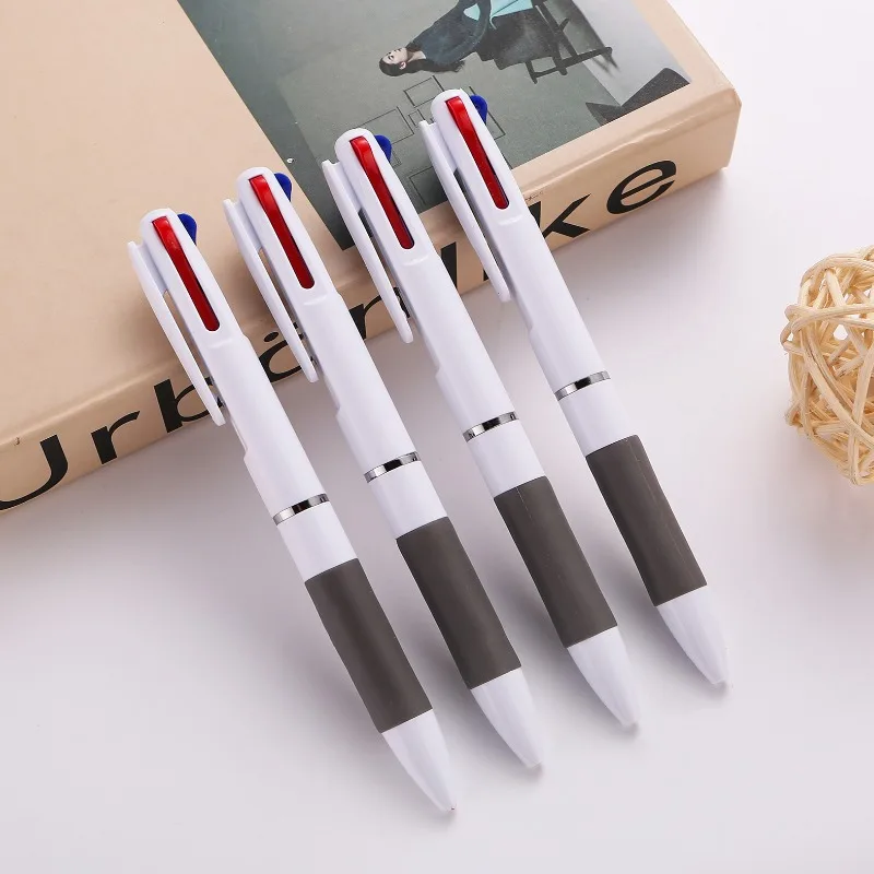 4pcs/set 3-Color Click Ballpoint Pen Minimalist Design 0.7mm Black Ink Pen for Office School Smooth Writing Student Supplies