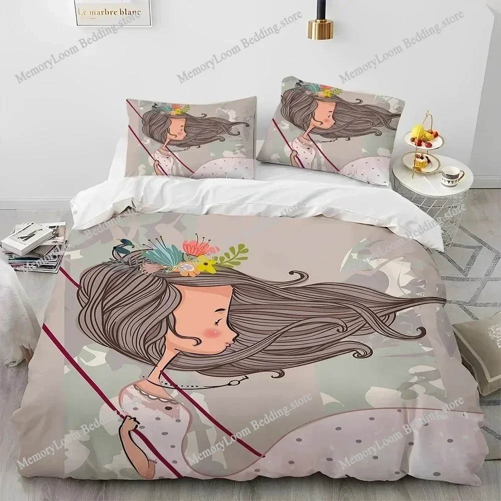 Cartoon Cute Ballet Girl Ballerina Bedding Set Duvet Cover Bed Set Quilt Cover Pillowcase Comforter king Queen Size Boys Adult